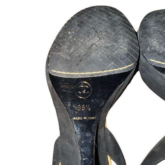 Chanel Authentic Women's Camellia Flower Suede Wedge Espadrilles Size 9.5 - Picture 10 of 12